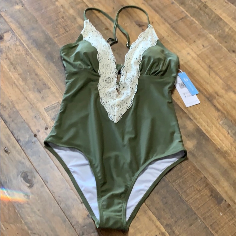 NWT CupShe Olive Suit w/ Lace One Piece